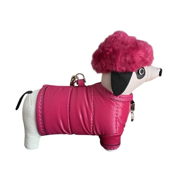 Kate Spade Festive Pink Claude Dachshund Dog Keychain/Bag Charm - Picture 6 of 10